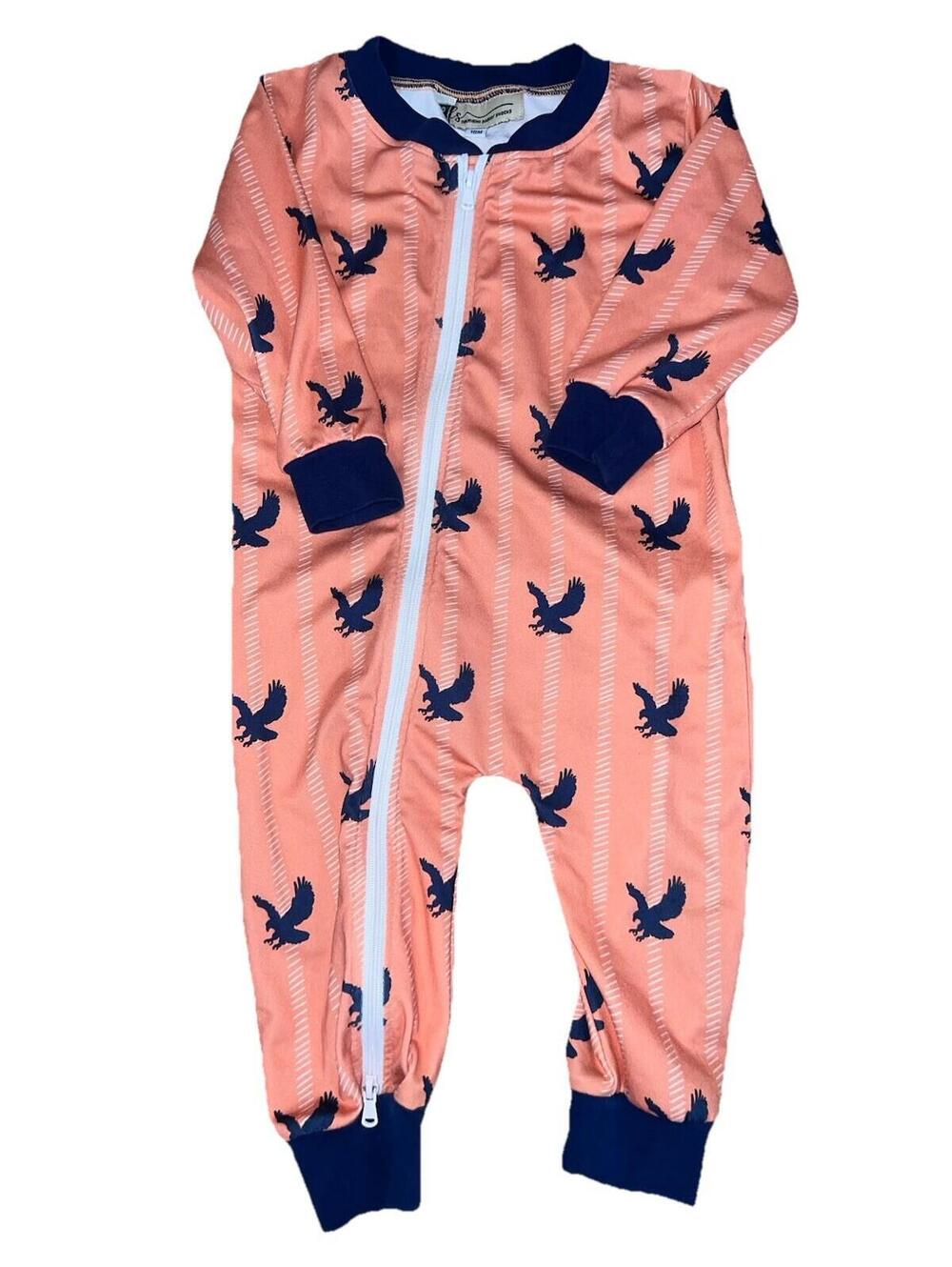 Southern Darlin Smocks Auburn Eagle Zip One Piece - Unisex 18m